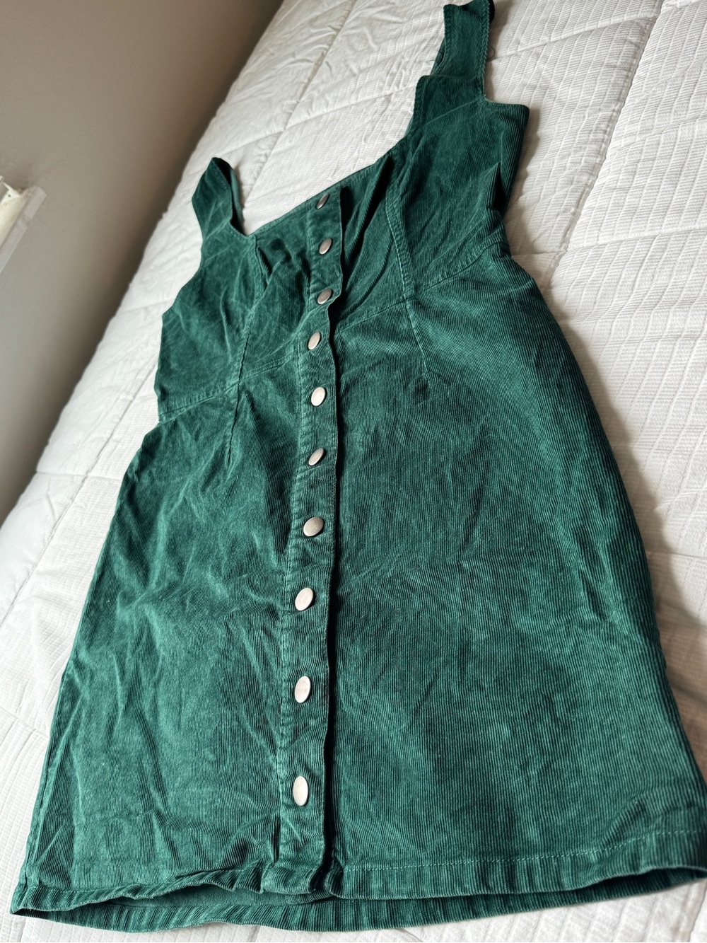 Urban Outfitters emerald green corduroy button down mini dress size 10 - Picture 4 of 11